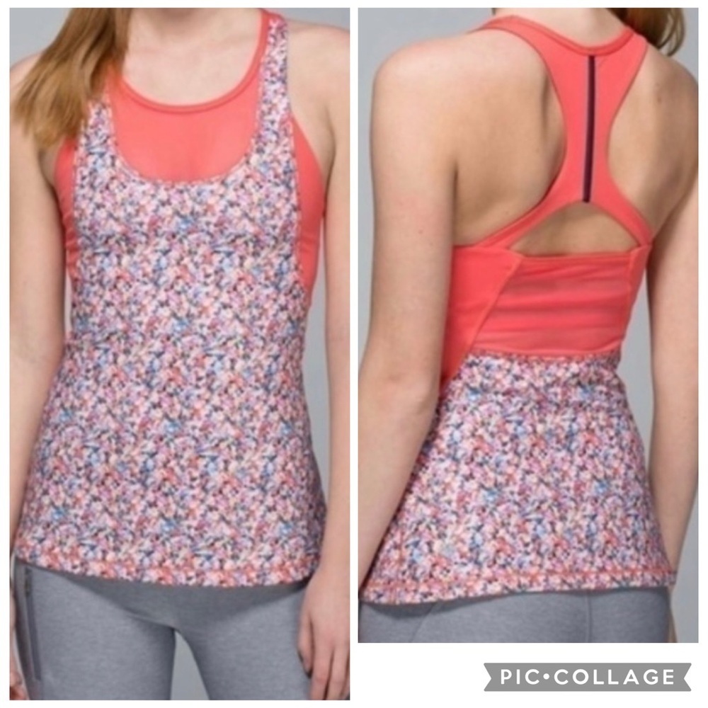 LULULEMON Women’s Atomic Red PRISM PETAL MESH WITH ME TANK Top Racerback Size 4